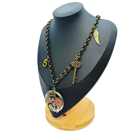 One of a kind Steampunk, Silver, Antique Bronze, Pendant necklace - Picture 6 of 16